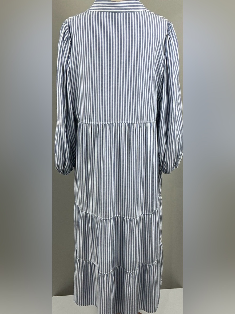 Max Studio London Blue White Striped Tiered Shirt Dress XL - Picture 4 of 5